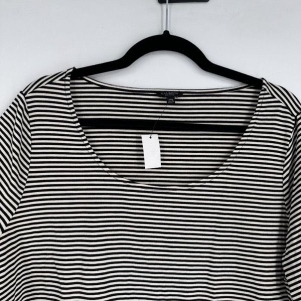 NWT Talbots Short Sleeve Shirt Knit Stretch Black/White Size 2X Petite Scoop Nec - Picture 3 of 7